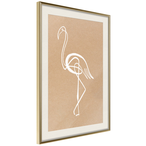 Poster - Lonely Bird  - goud passepartout