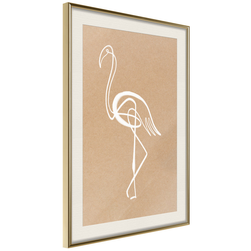 Poster - Lonely Bird  - goud passepartout