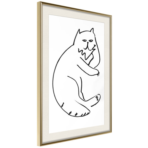 Poster - Fluffy Rest  - goud passepartout