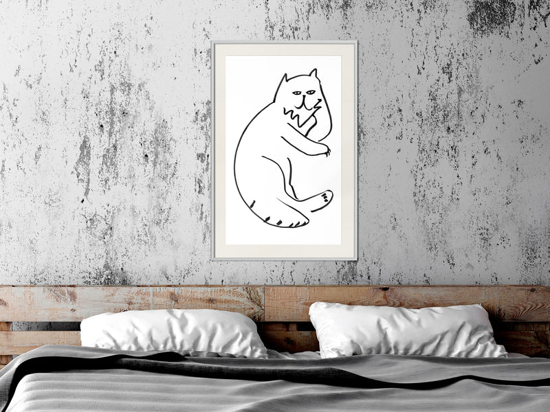 Poster - Fluffy Rest  - wit passepartout