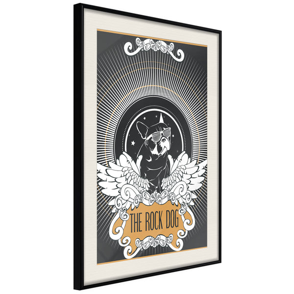Poster - Cool Bulldog  - zwart passepartout