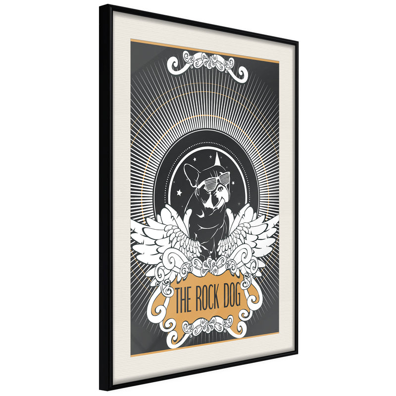 Poster - Cool Bulldog  - zwart passepartout