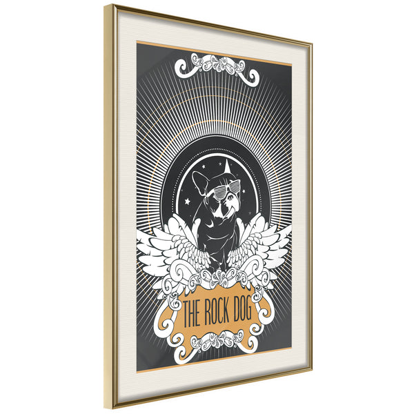 Poster - Cool Bulldog  - goud passepartout
