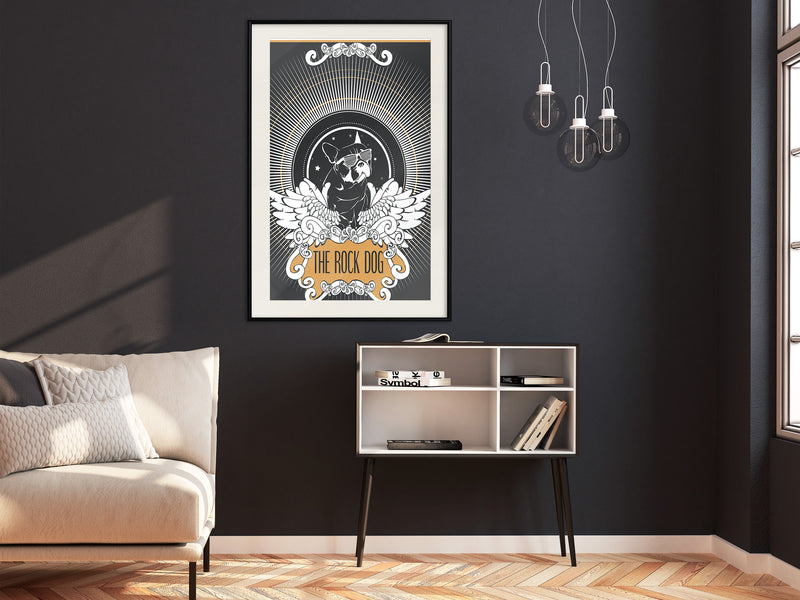 Poster - Cool Bulldog  - zwart passepartout