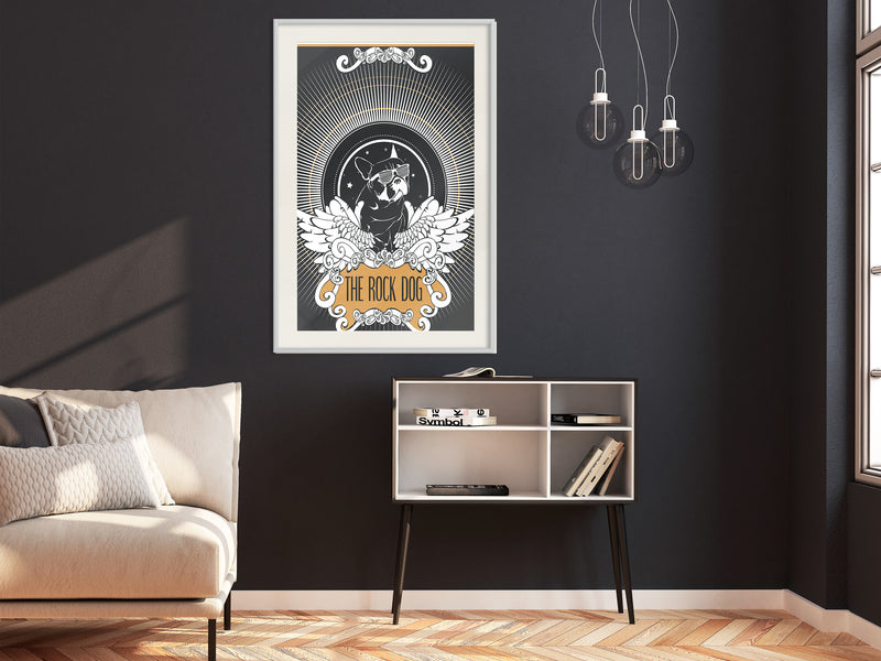 Poster - Cool Bulldog  - wit passepartout