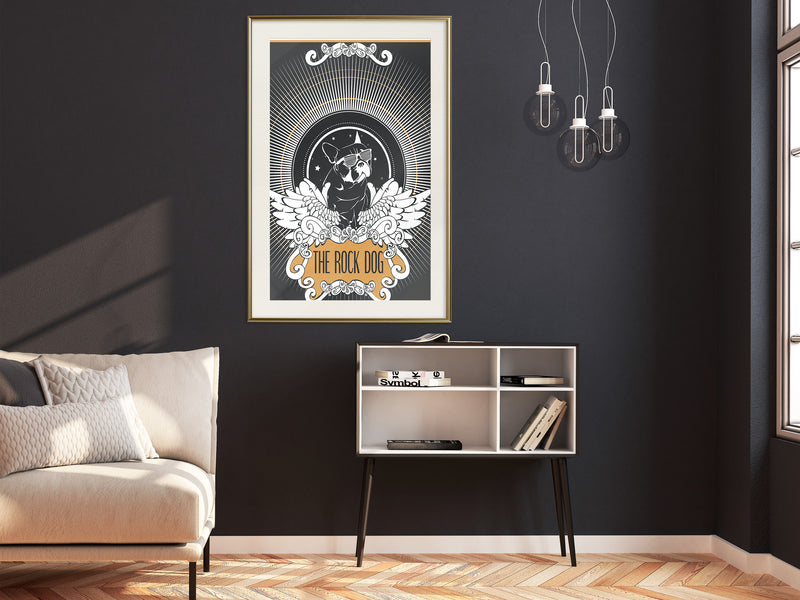 Poster - Cool Bulldog  - goud passepartout