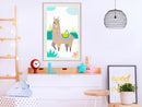 Poster - Playful Llama  - wit passepartout