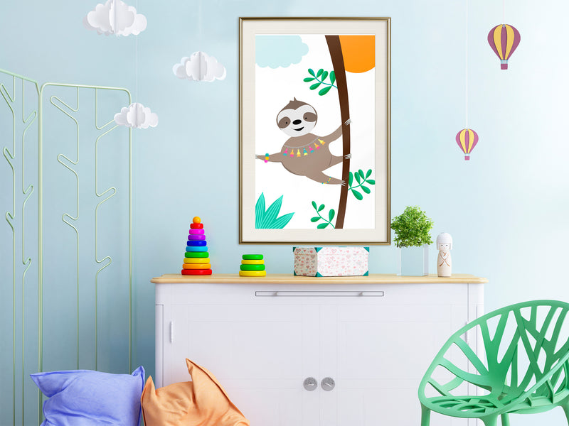 Poster - Lazy Life  - goud passepartout