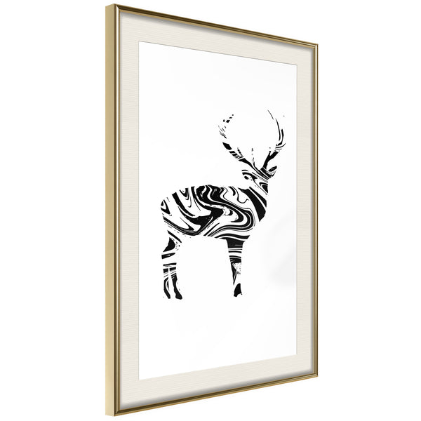 Poster - Marble Stag  - goud passepartout