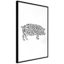 Poster - Curly Pig   - zwart