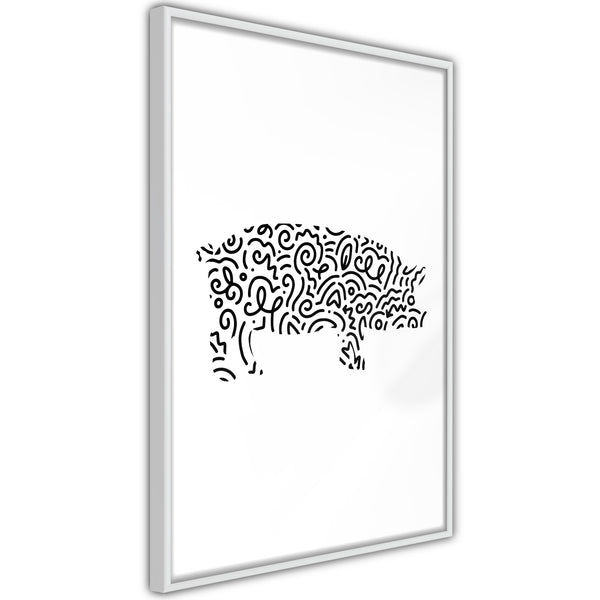 Poster - Curly Pig   - wit