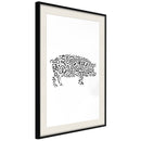 Poster - Curly Pig   - zwart passepartout