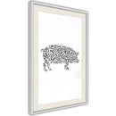 Poster - Curly Pig   - wit passepartout