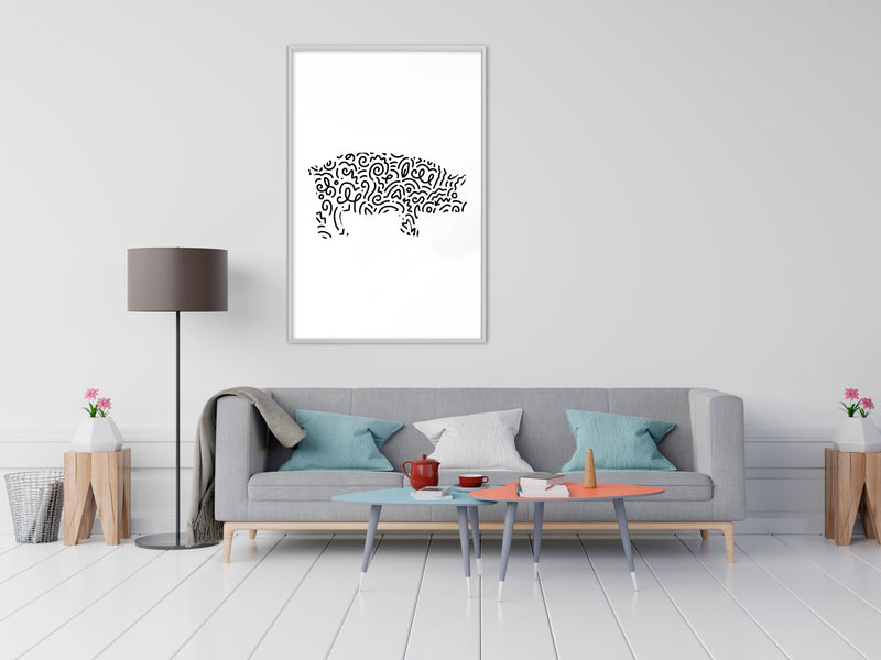 Poster - Curly Pig   - wit