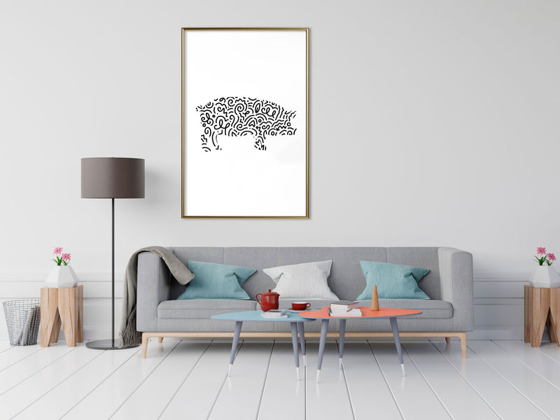 Poster - Curly Pig   - goud