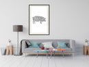 Poster - Curly Pig   - zwart passepartout