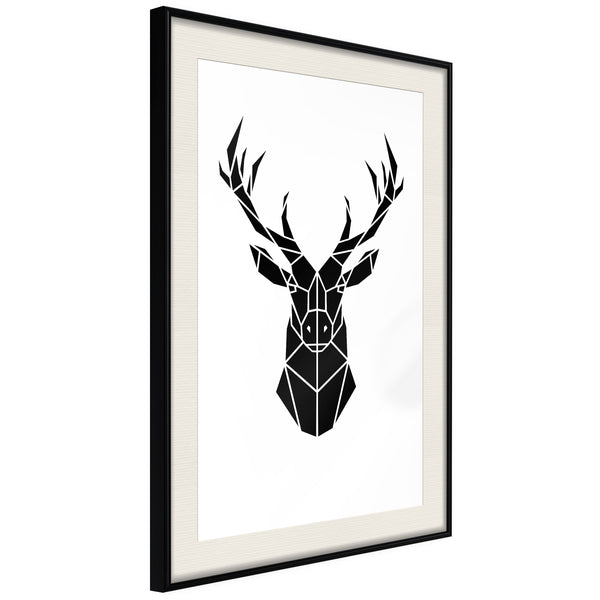 Poster - Geometric Stag  - zwart passepartout