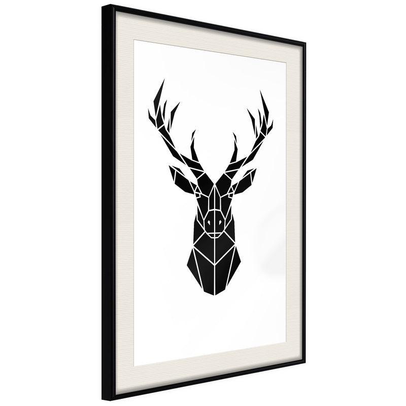 Poster - Geometric Stag  - zwart passepartout