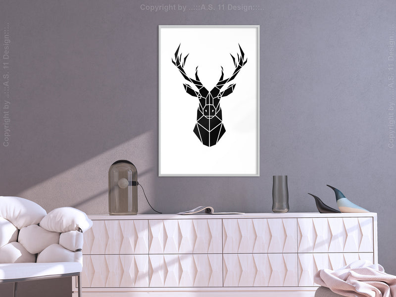 Poster - Geometric Stag  - wit