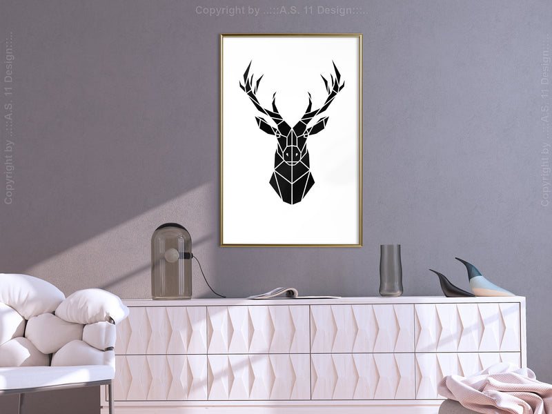 Poster - Geometric Stag  - goud
