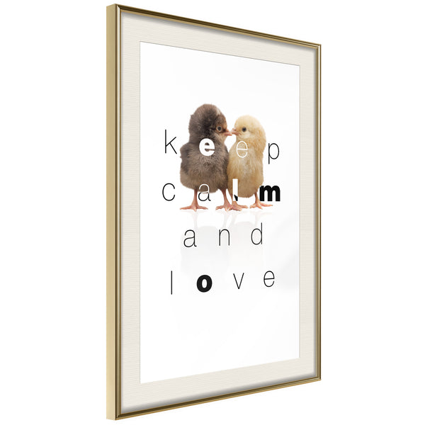 Poster - Cute Chicks  - goud passepartout