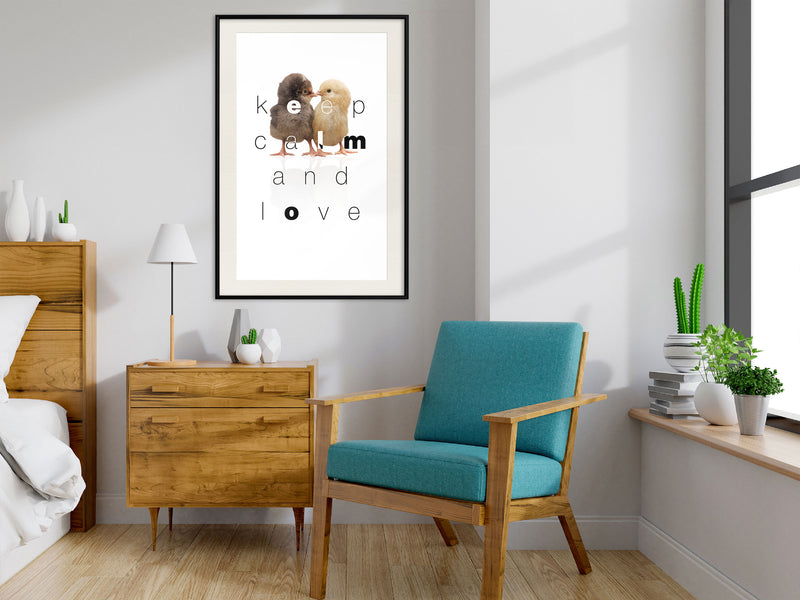 Poster - Cute Chicks  - zwart passepartout