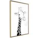 Poster - Black and White Giraffe  - goud