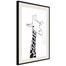 Poster - Black and White Giraffe  - zwart passepartout