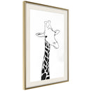 Poster - Black and White Giraffe  - goud passepartout