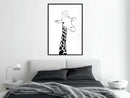 Poster - Black and White Giraffe  - zwart