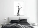 Poster - Black and White Giraffe  - wit