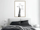 Poster - Black and White Giraffe  - goud