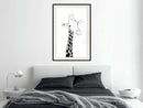 Poster - Black and White Giraffe  - zwart passepartout