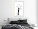 Poster - Black and White Giraffe  - wit passepartout