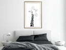 Poster - Black and White Giraffe  - goud passepartout