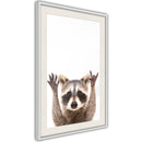 Poster - Funny Racoon  - wit passepartout