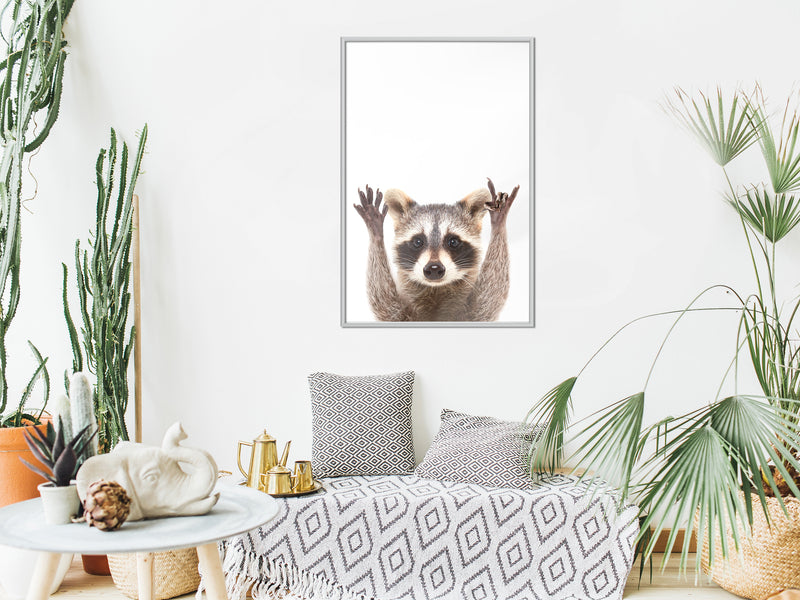 Poster - Funny Racoon  - wit