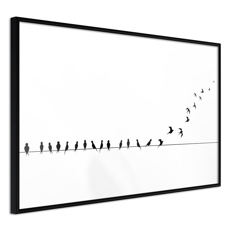 Poster - Birds on a Wire  - zwart