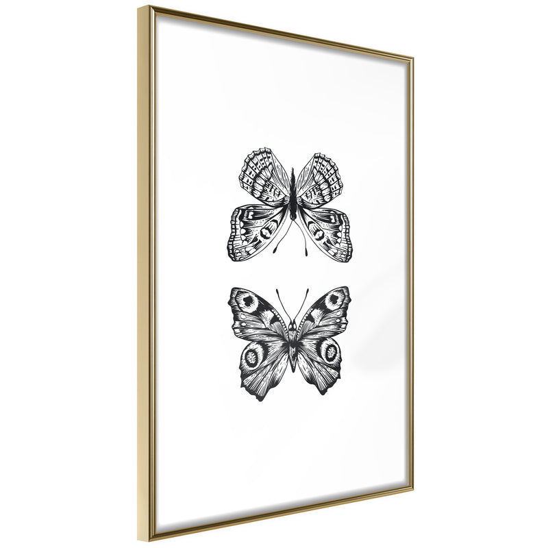 Poster - Butterfly Collection I  - goud