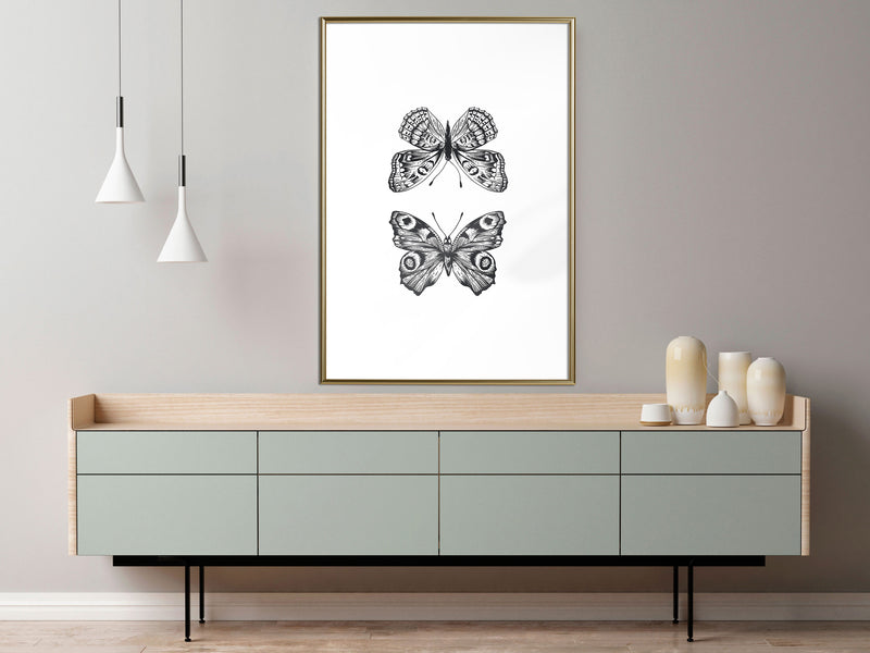 Poster - Butterfly Collection I  - goud