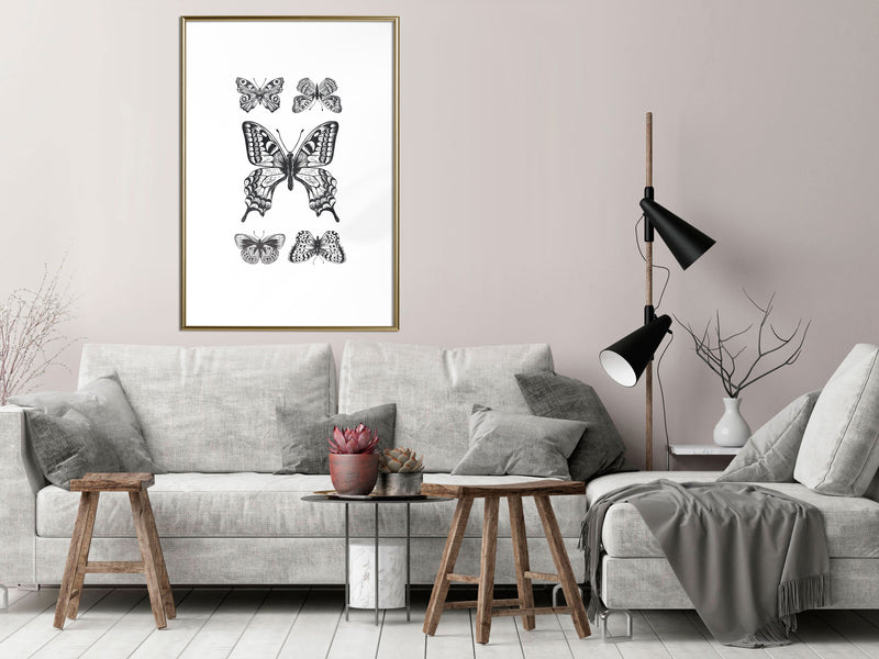 Poster - Butterfly Collection IV  - goud