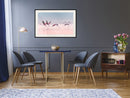 Poster - Flamingos Breaking into a Flight  - zwart passepartout
