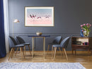 Poster - Flamingos Breaking into a Flight  - goud passepartout