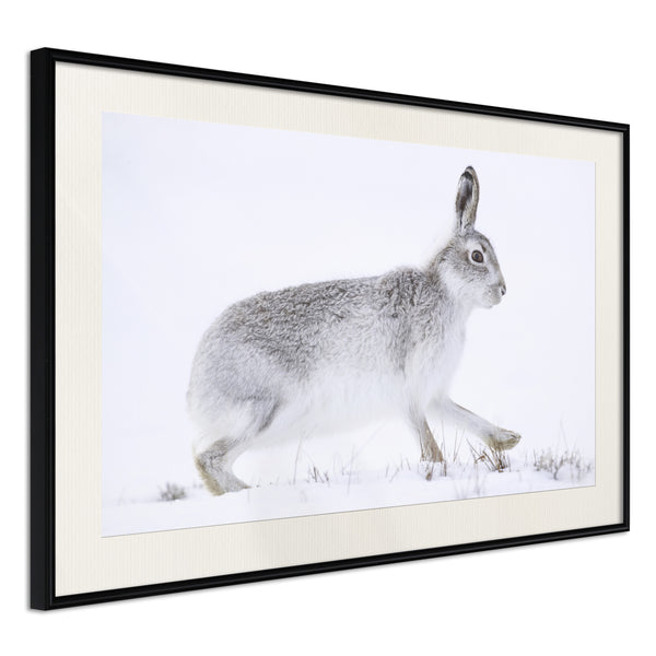 Poster - Escape in the Snow  - zwart passepartout