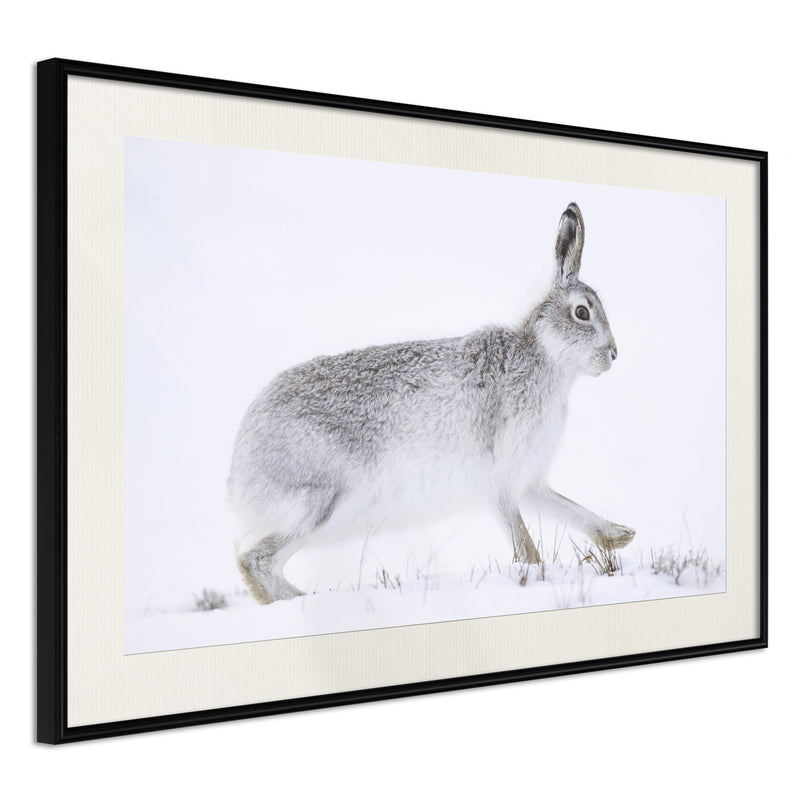 Poster - Escape in the Snow  - zwart passepartout