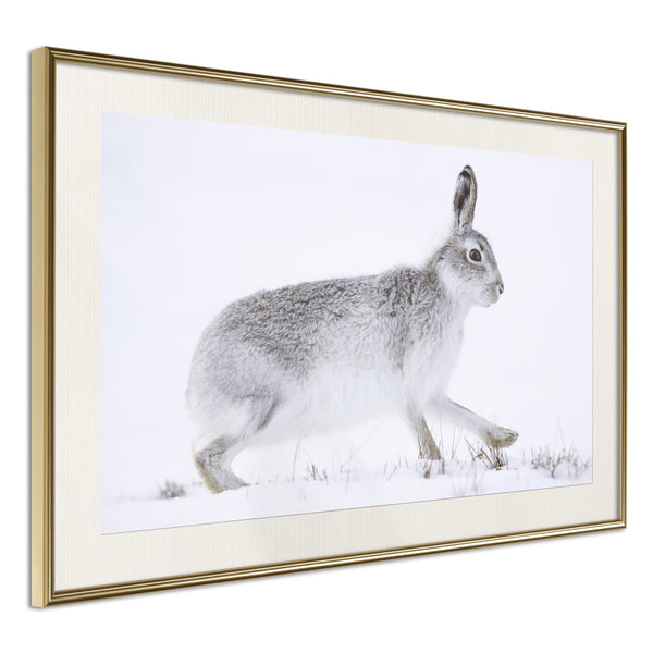 Poster - Escape in the Snow  - goud passepartout
