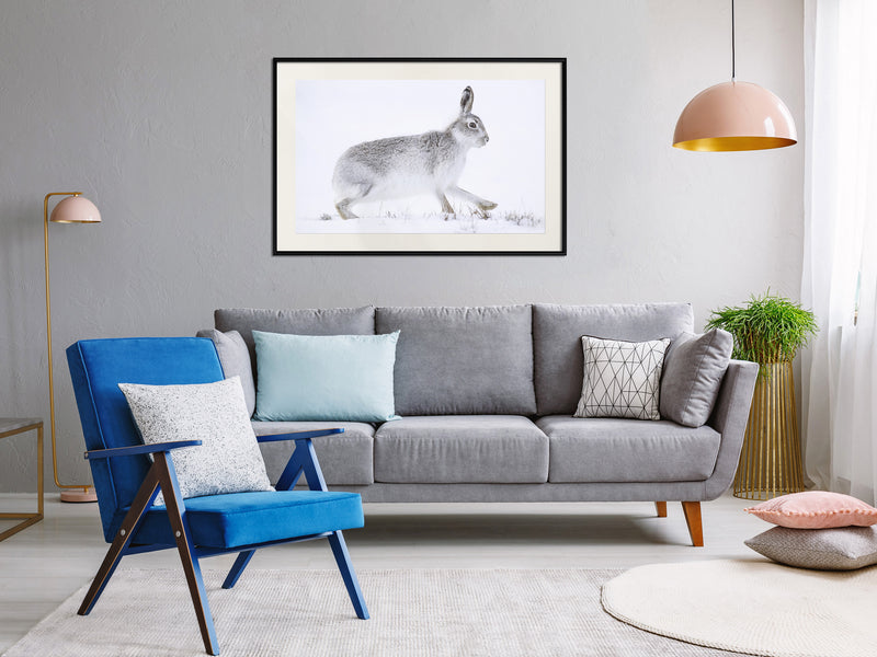 Poster - Escape in the Snow  - zwart passepartout