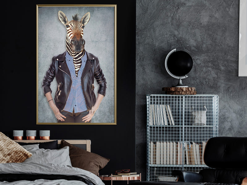 Poster - Animal Alter Ego: Zebra  - goud