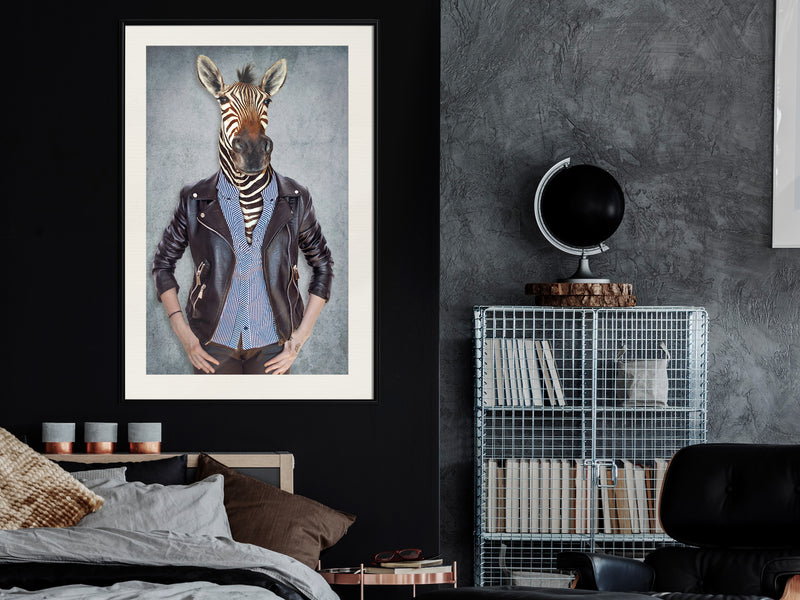 Poster - Animal Alter Ego: Zebra  - zwart passepartout