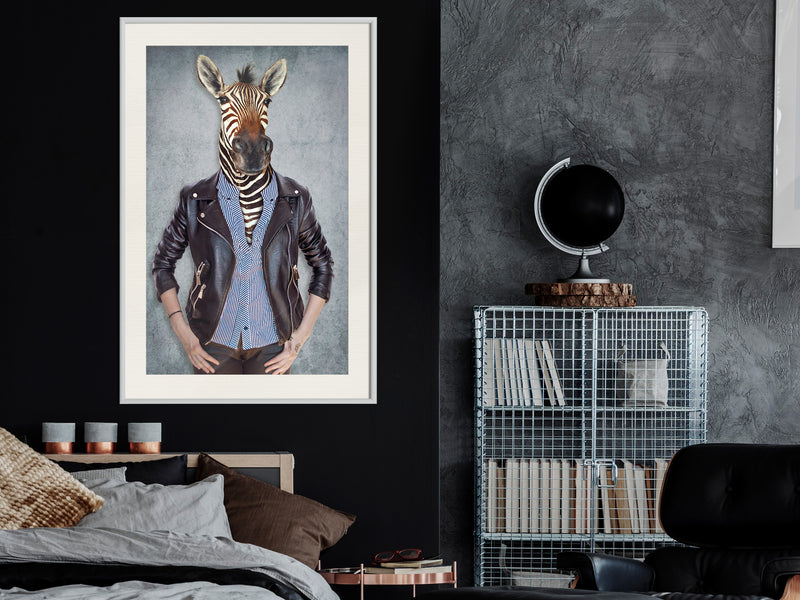 Poster - Animal Alter Ego: Zebra  - wit passepartout